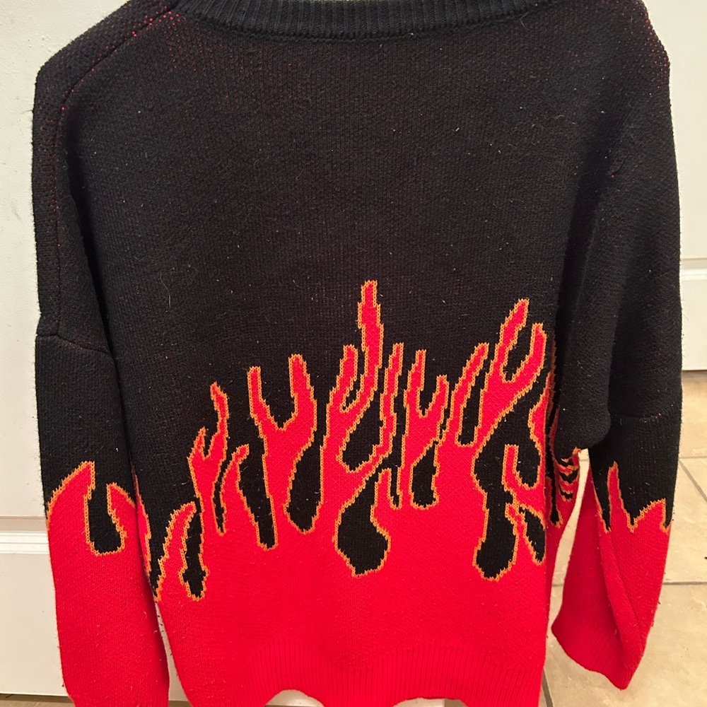 Alternative Black and Red Flame Knit Sweater